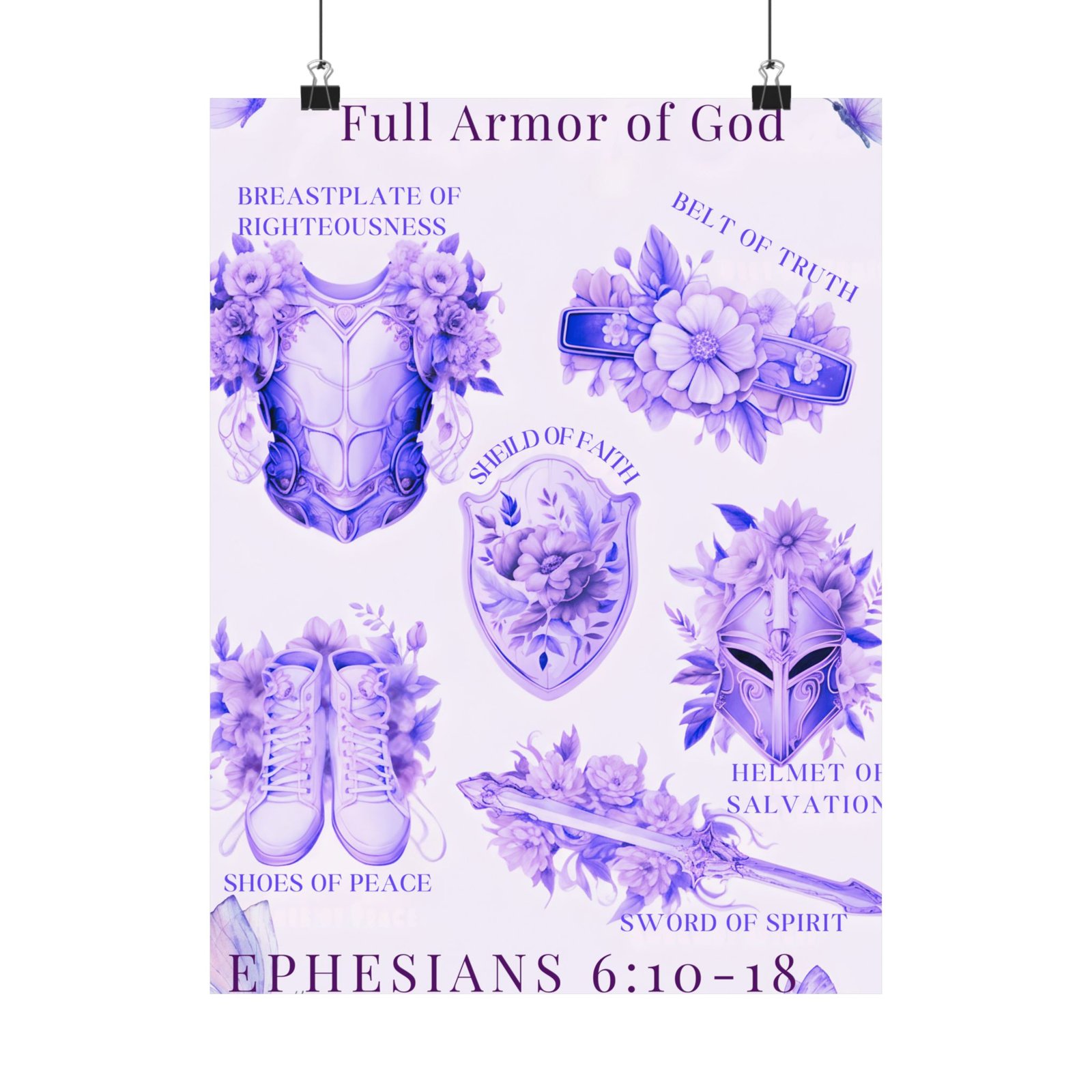 Full Armor of God, Christian Wall Art, Religious Home Decor, Inspirational Print, Bible Verse Poster, Faith Over Fear, Walk by Faith