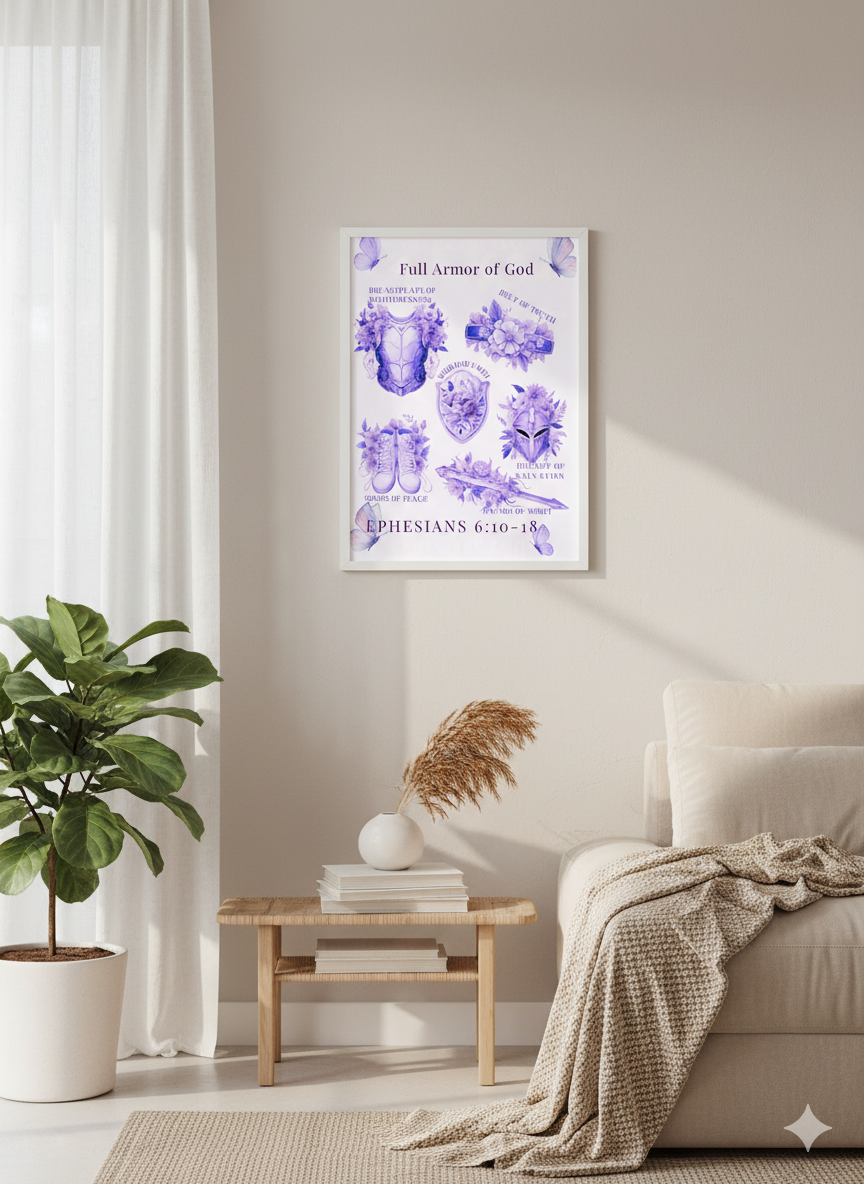 Full Armor of God, Christian Wall Art, Religious Home Decor, Inspirational Print, Bible Verse Poster, Faith Over Fear, Walk by Faith - Image 3