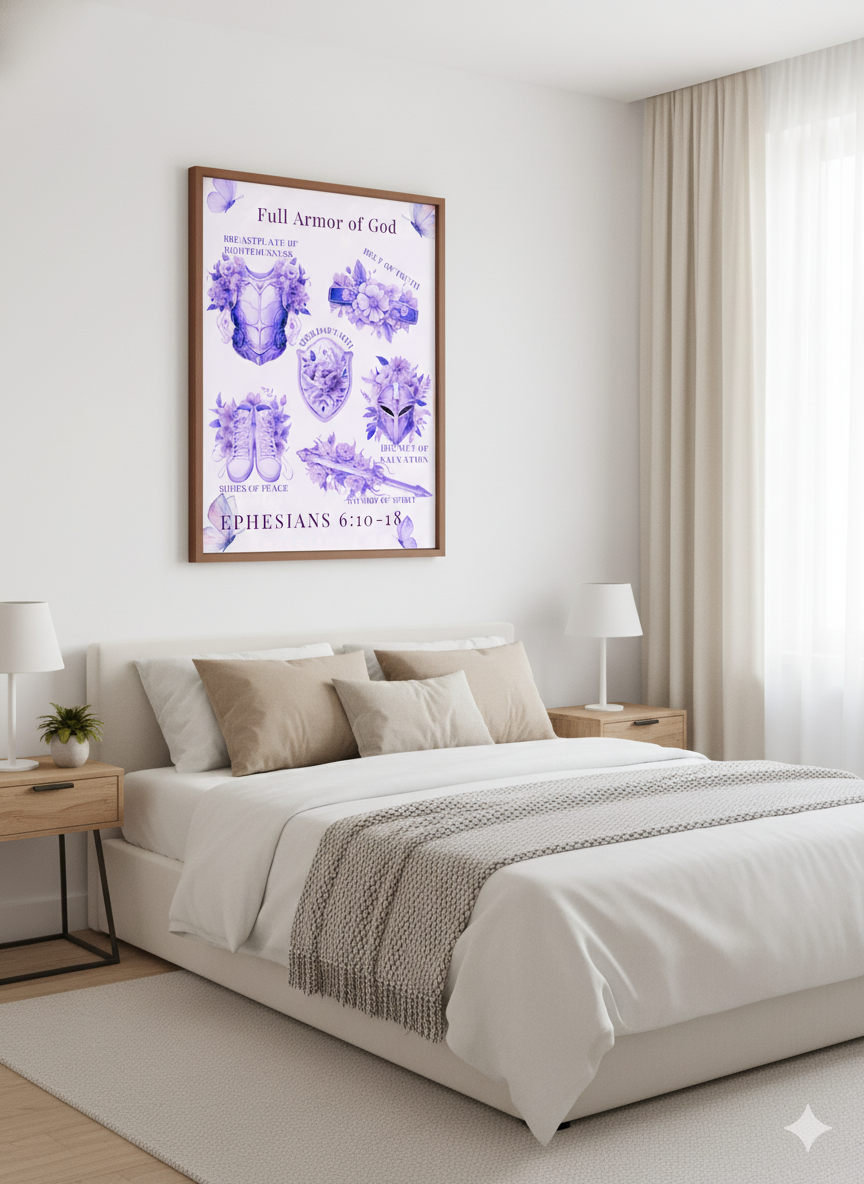 Full Armor of God, Christian Wall Art, Religious Home Decor, Inspirational Print, Bible Verse Poster, Faith Over Fear, Walk by Faith - Image 4