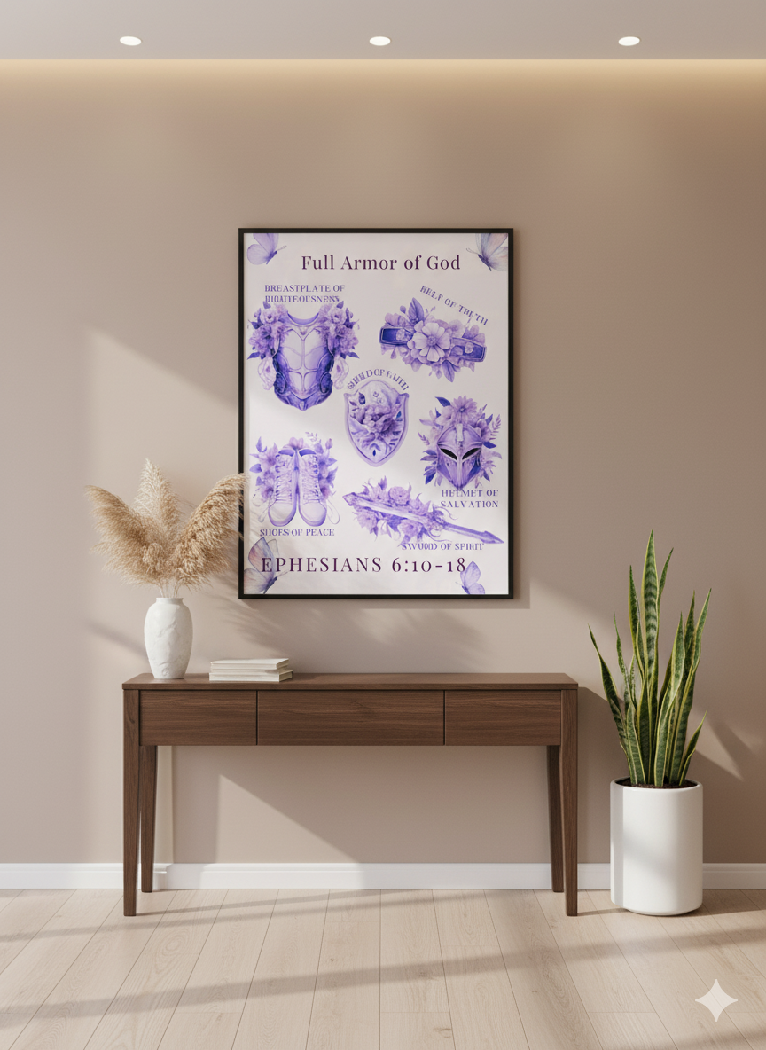 Full Armor of God, Christian Wall Art, Religious Home Decor, Inspirational Print, Bible Verse Poster, Faith Over Fear, Walk by Faith - Image 5